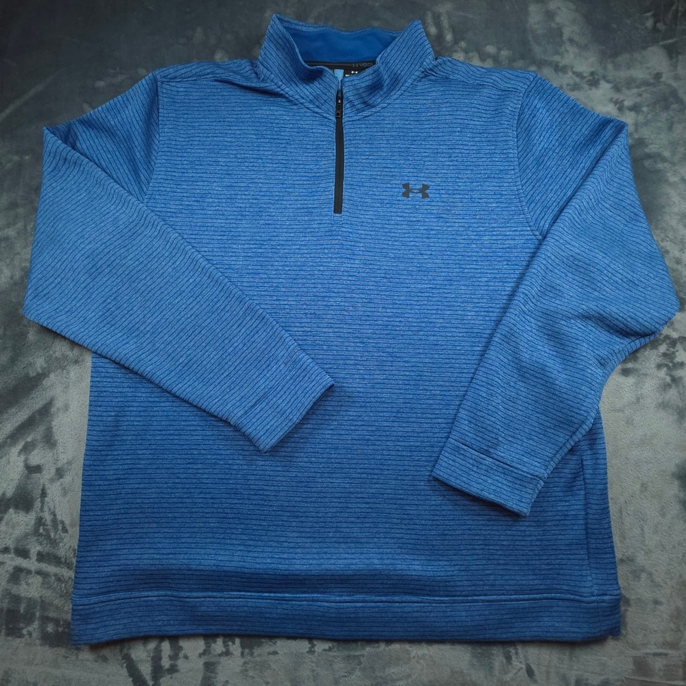 Under Armour Storm Golf Mens 3XL Blue Heathered Stripe 1/4 Zip Pullover 1373674